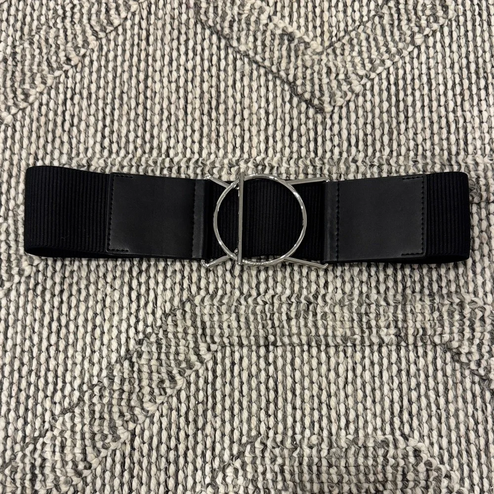 Calvin Klein statement stretch Black Belt with Silver Buckle